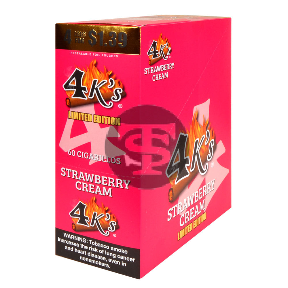 4 Kings Cigarillos 15 Packs of 4 Strawberry Cream Pre-Priced $1.39