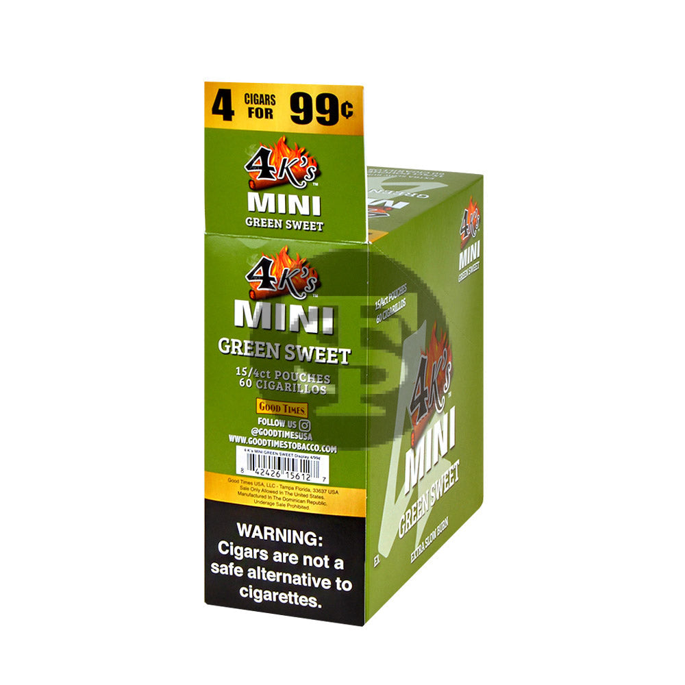 4 Kings Mini Cigarillos 4 For 99c 15 Packs of 4 Green Sweet 2