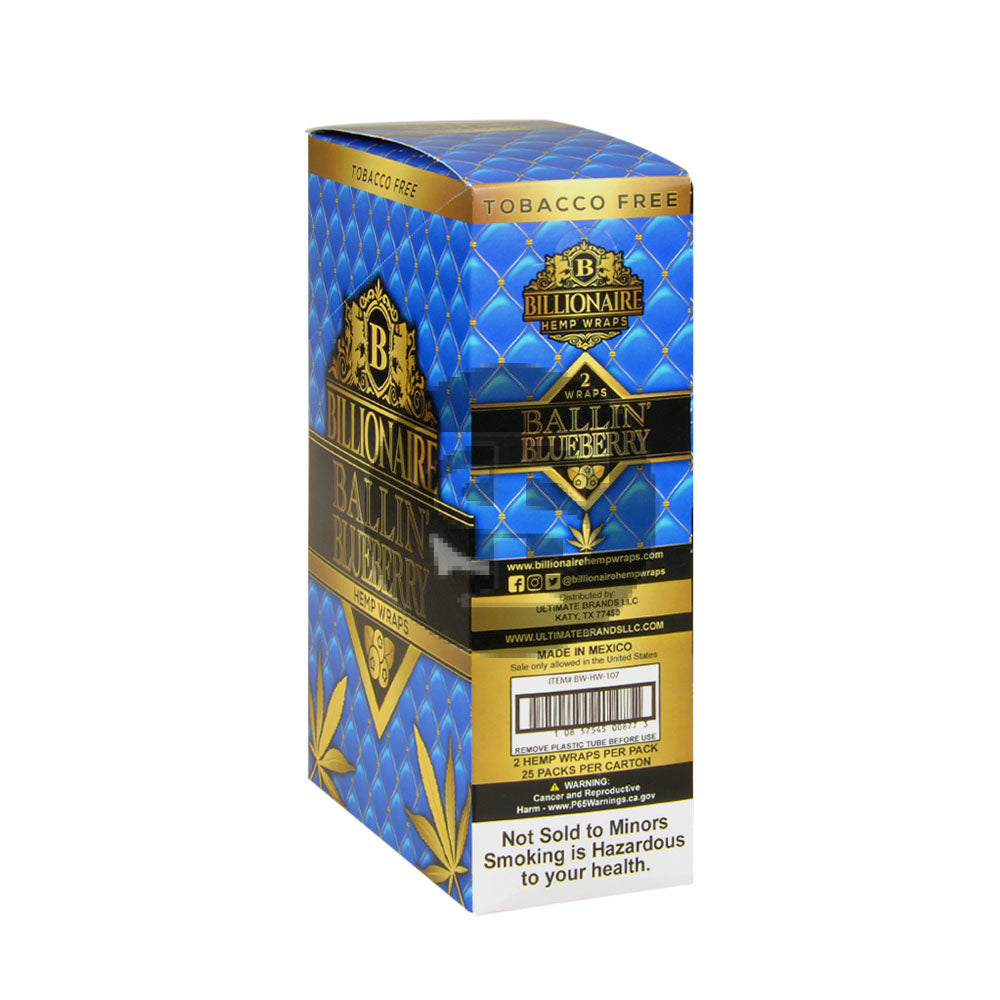 Billionaire Hemp Wraps 25 packs of 2 Ballin’ Blueberry