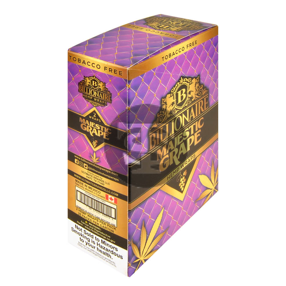 Billionaire Hemp Wraps 25 packs of 2 Majestic Grape