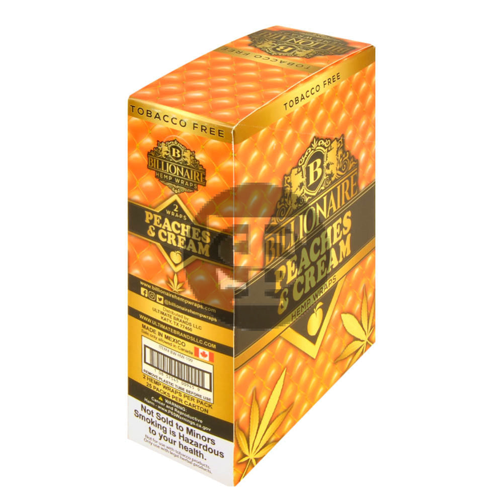 Billionaire Hemp Wraps 25 packs of 2 Peaches Cream