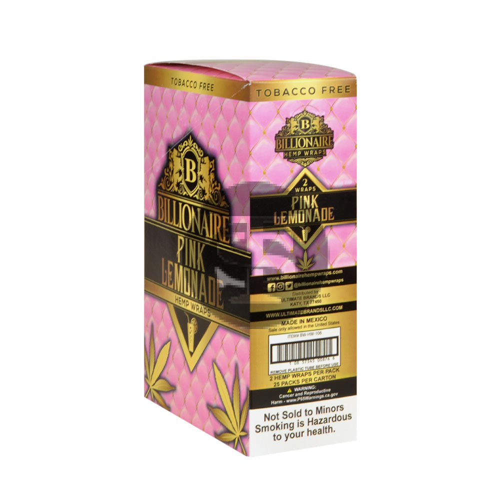 Billionaire Hemp Wraps 25 packs of 2 Pink Lemonade