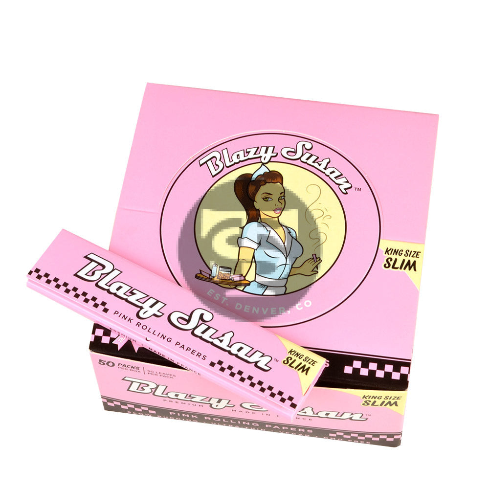 Blazy Susan Pink Rolling Papers King Size Slim Pack of 50