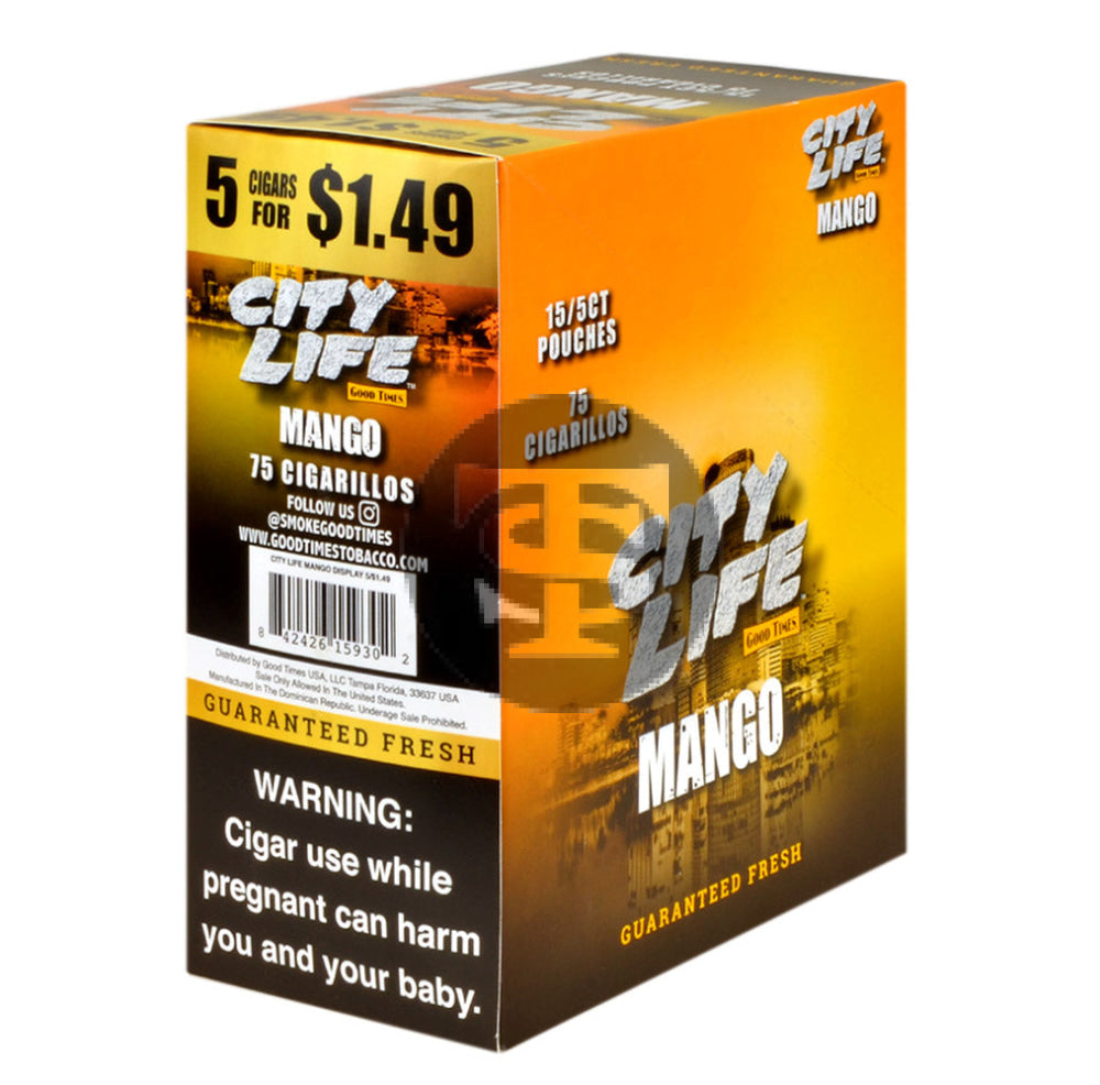 City Life Cigarillos 5 for $1.49 Mango 15 Packs of 5