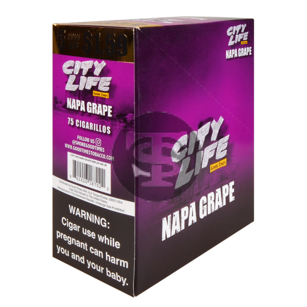 City Life Cigarillos 5 for $1.59 Napa Grape 15 Packs of 5