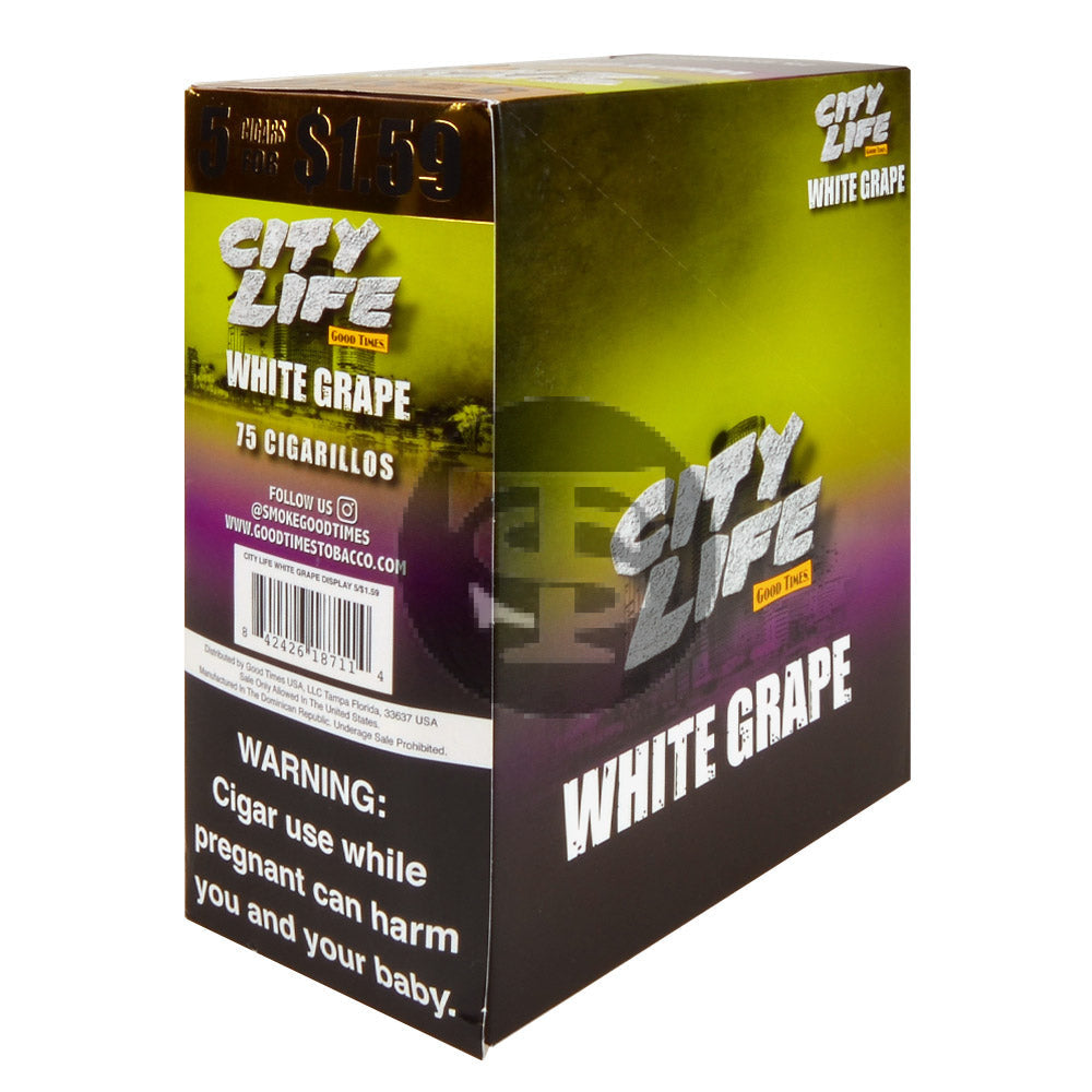 City Life Cigarillos 5 for $1.59 White Grape 15 Packs of 5
