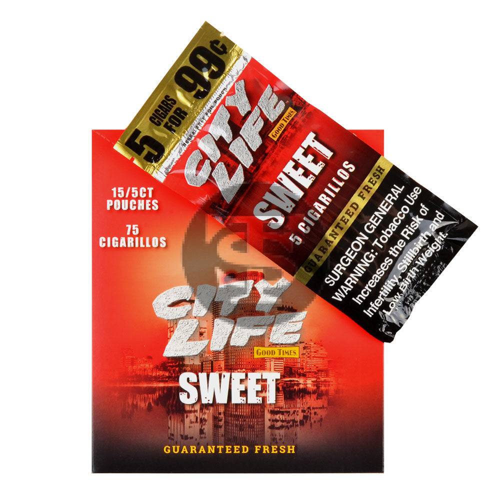 City Life Cigarillos 5 for 99 Cents Sweet 15 Packs of 5