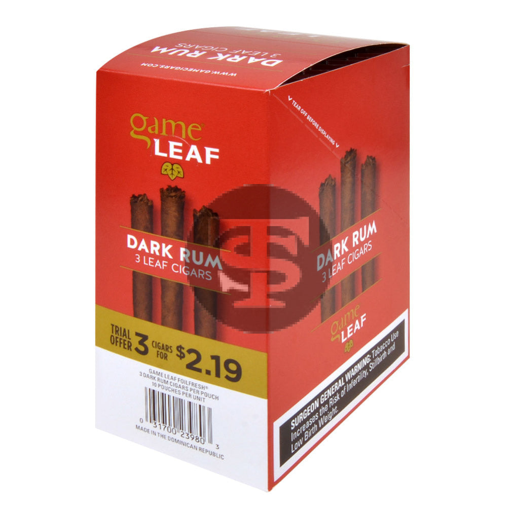 Game Leaf Dark Rum Cigarillos 3 for $2.19 10 Pouches of 3