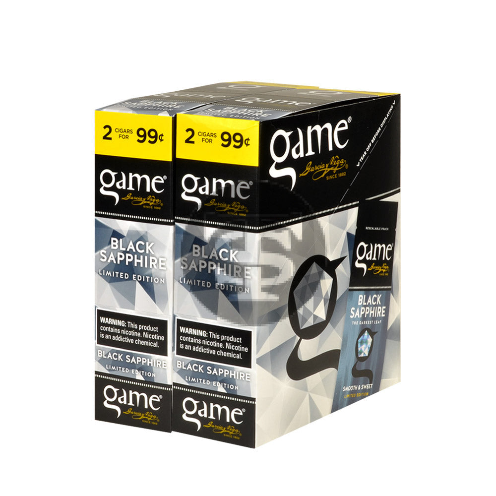Game Vega Cigarillos Black Sapphire Foil 2 for 99 Cents 30 Pouches of 2