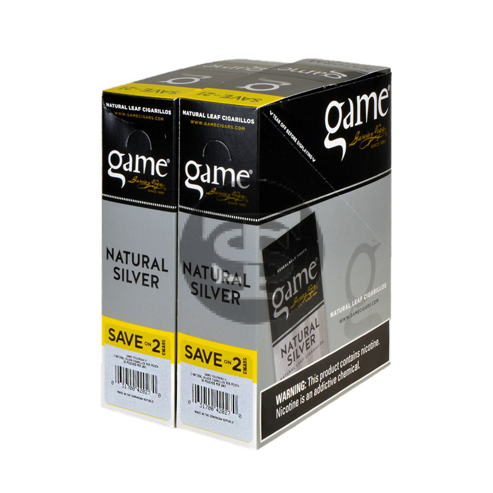 Game Vega Cigarillos Natural Silver Foil 30 Pouches of 2 2