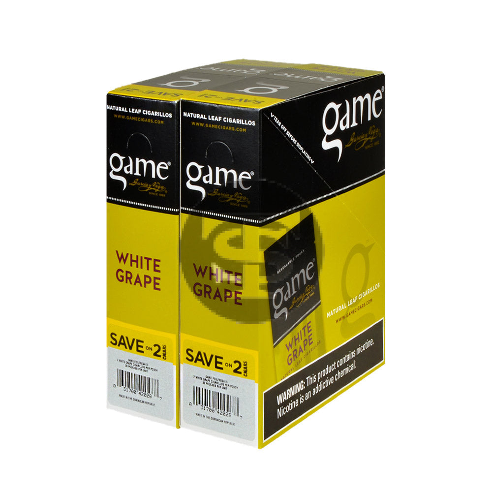 Game Vega Cigarillos White Grape Foil 30 Pouches of 2 2