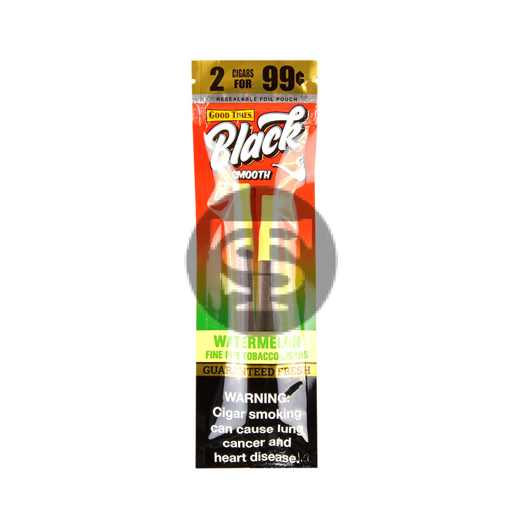 Good Times Black & Smooth Tipped Cigarillos 2/99 Cents 15 Pouches of 2 Watermelon