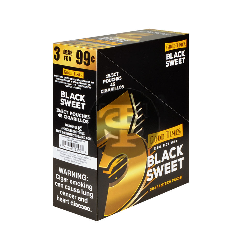 Good Times Cigarillos Black 3 for 99 Cents Pre Priced 15 Packs of 3