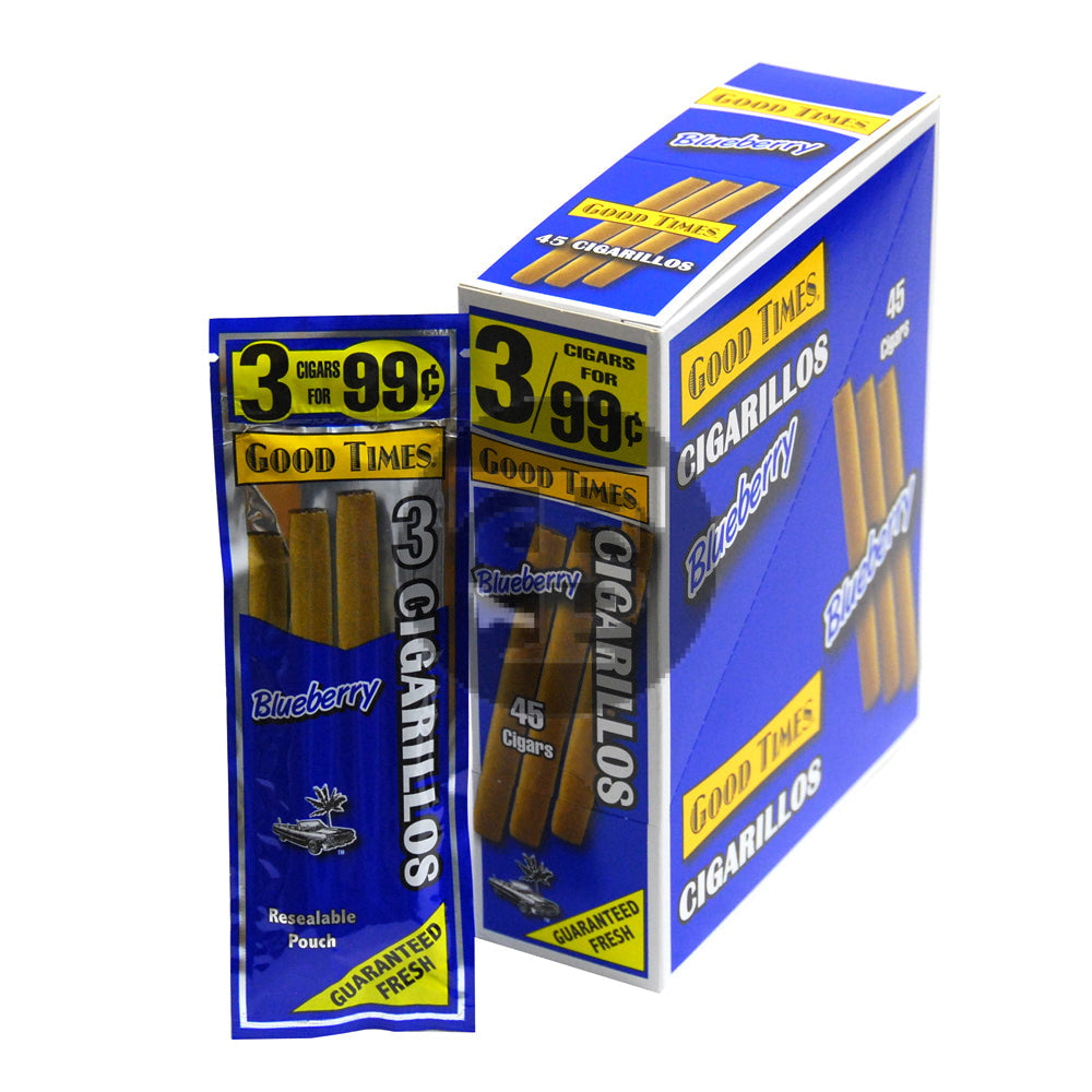 Good Times Cigarillos Blueberry 3 for 99 Cents Pre Priced 15 Packs of 3 1