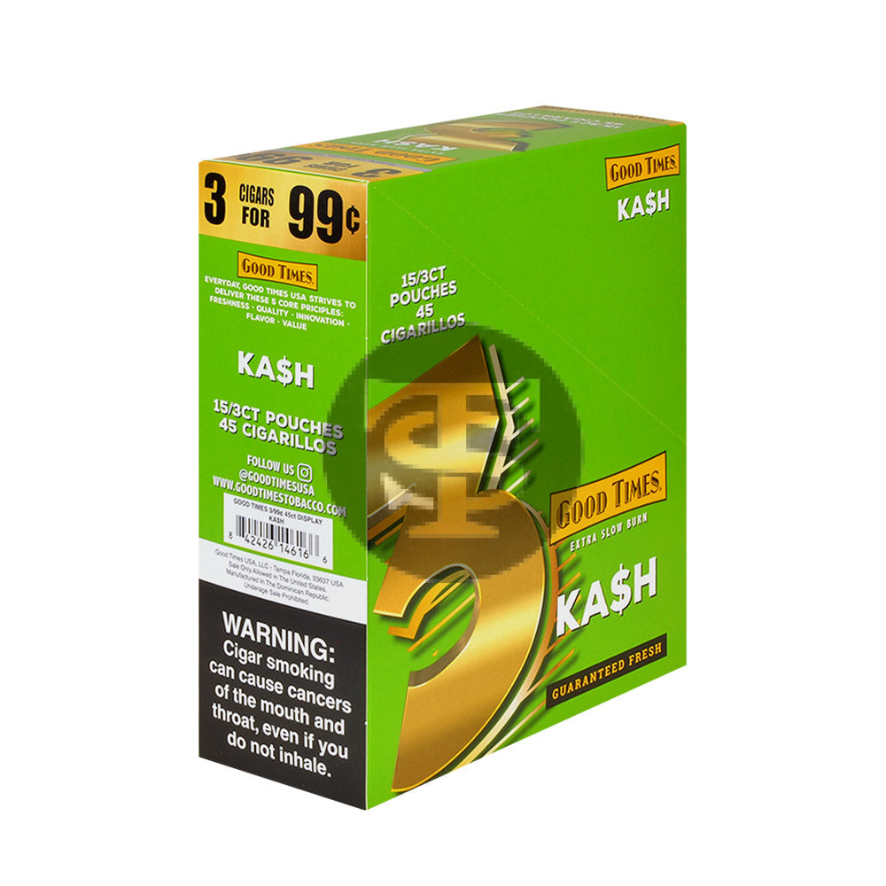 Good Times Cigarillos Kash 3 for 99 Cents Pre Priced 15 Packs of 3