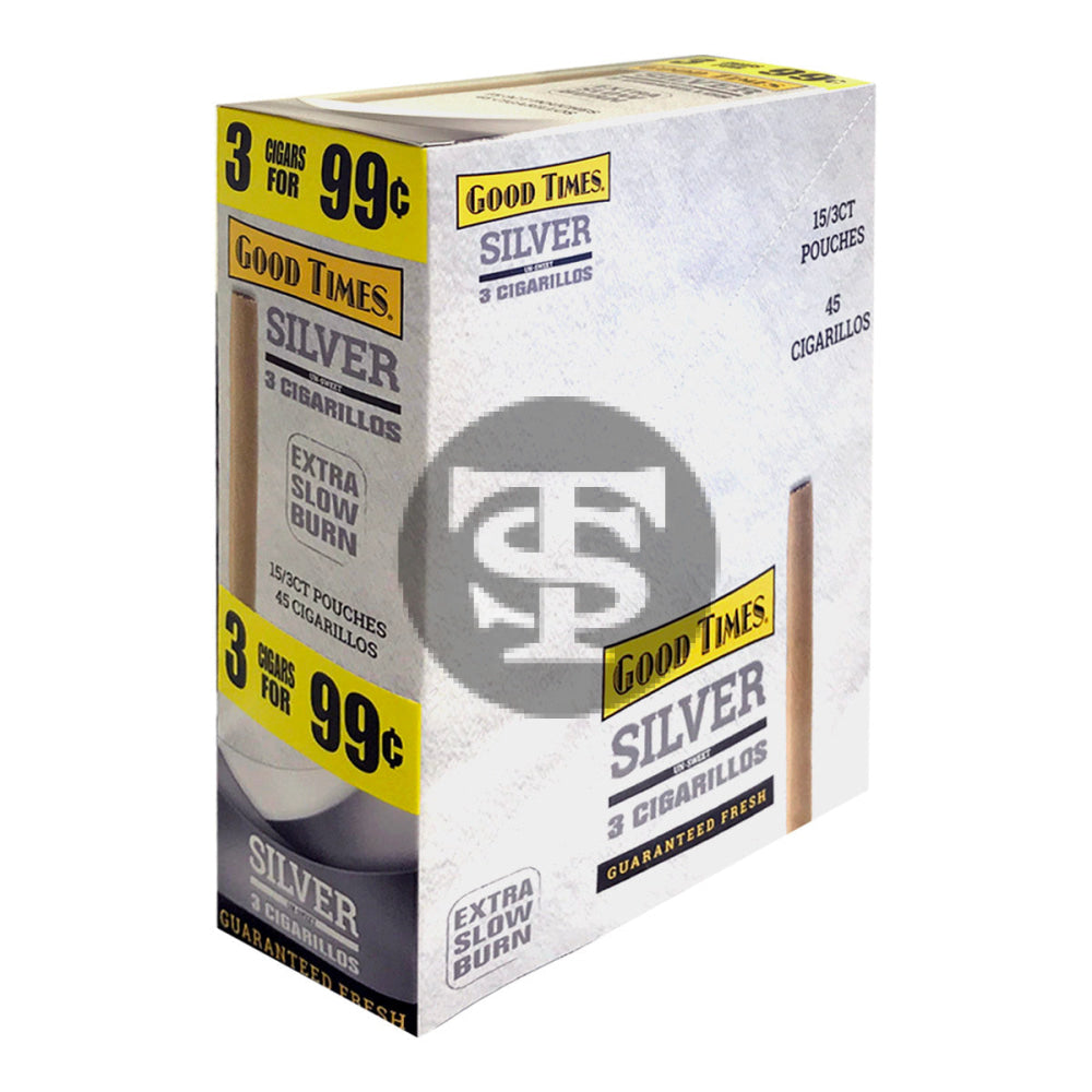 Good Times Cigarillos Silver 3 for 99 Cents Pre Priced 15 Packs of 3 1