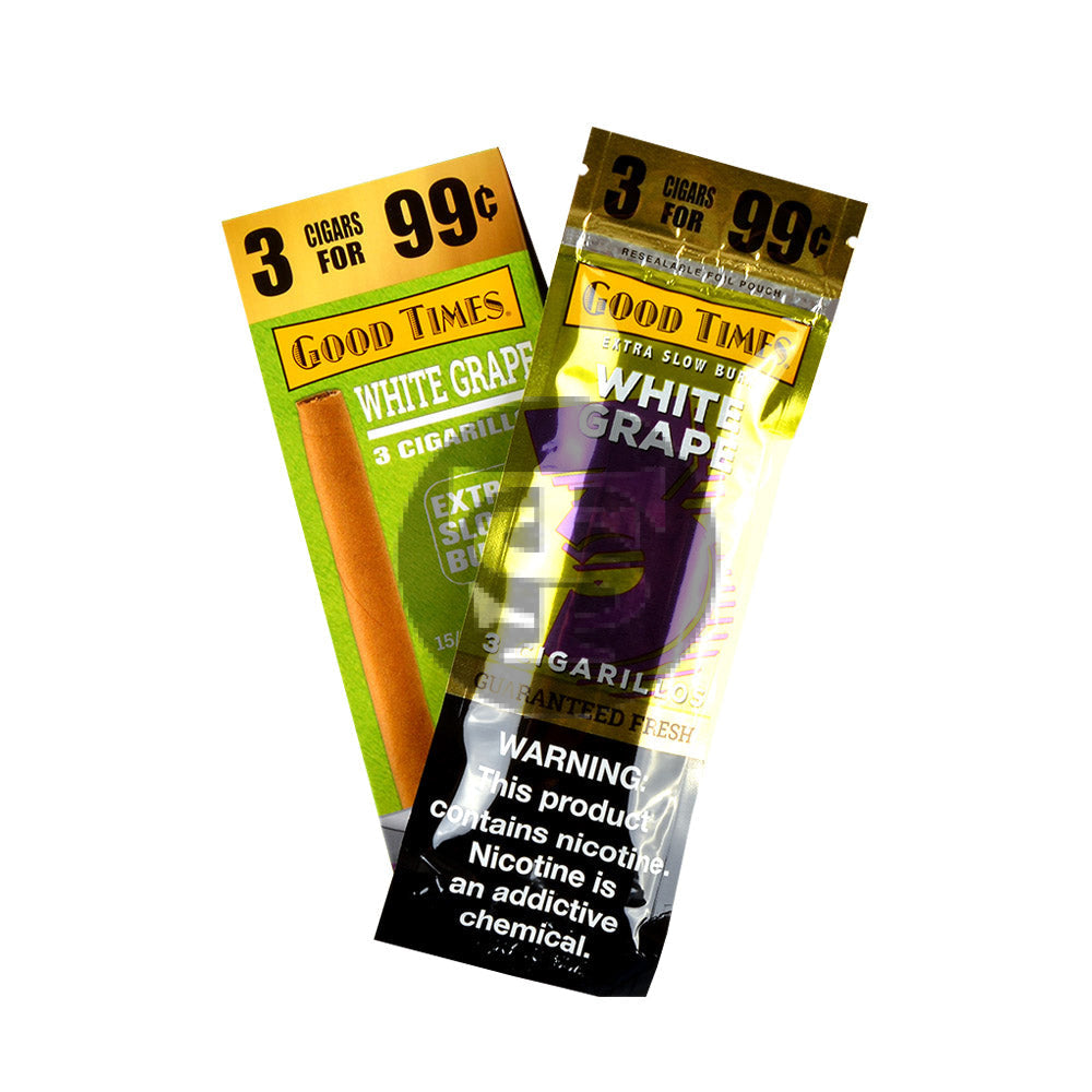 Good Times Cigarillos White Grape 3 for 99 Cents Pre Priced 15 Packs of 3
