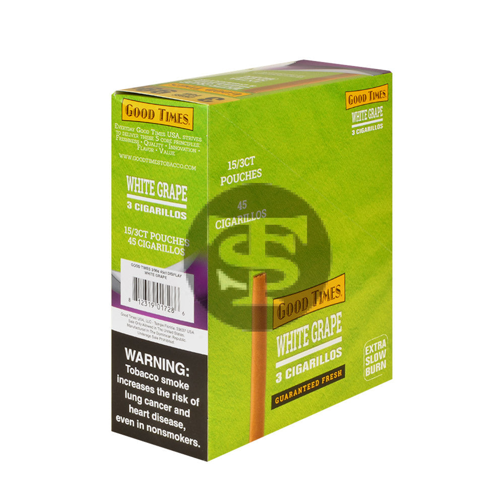 Good Times Cigarillos White Grape 3 for 99 Cents Pre Priced 15 Packs of 3