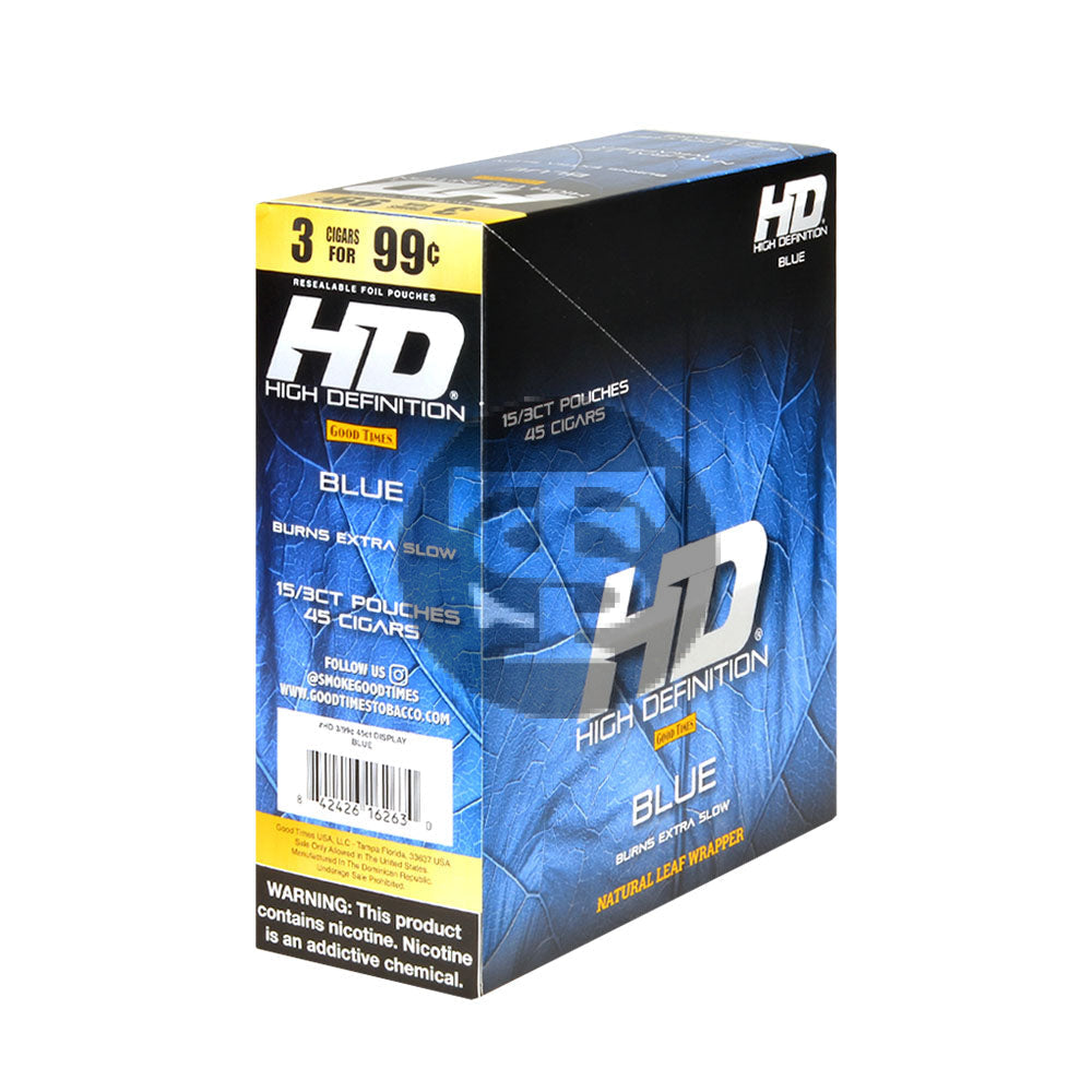 Good Times HD Cigarillos 3 For 99c Blue 15 Pouches