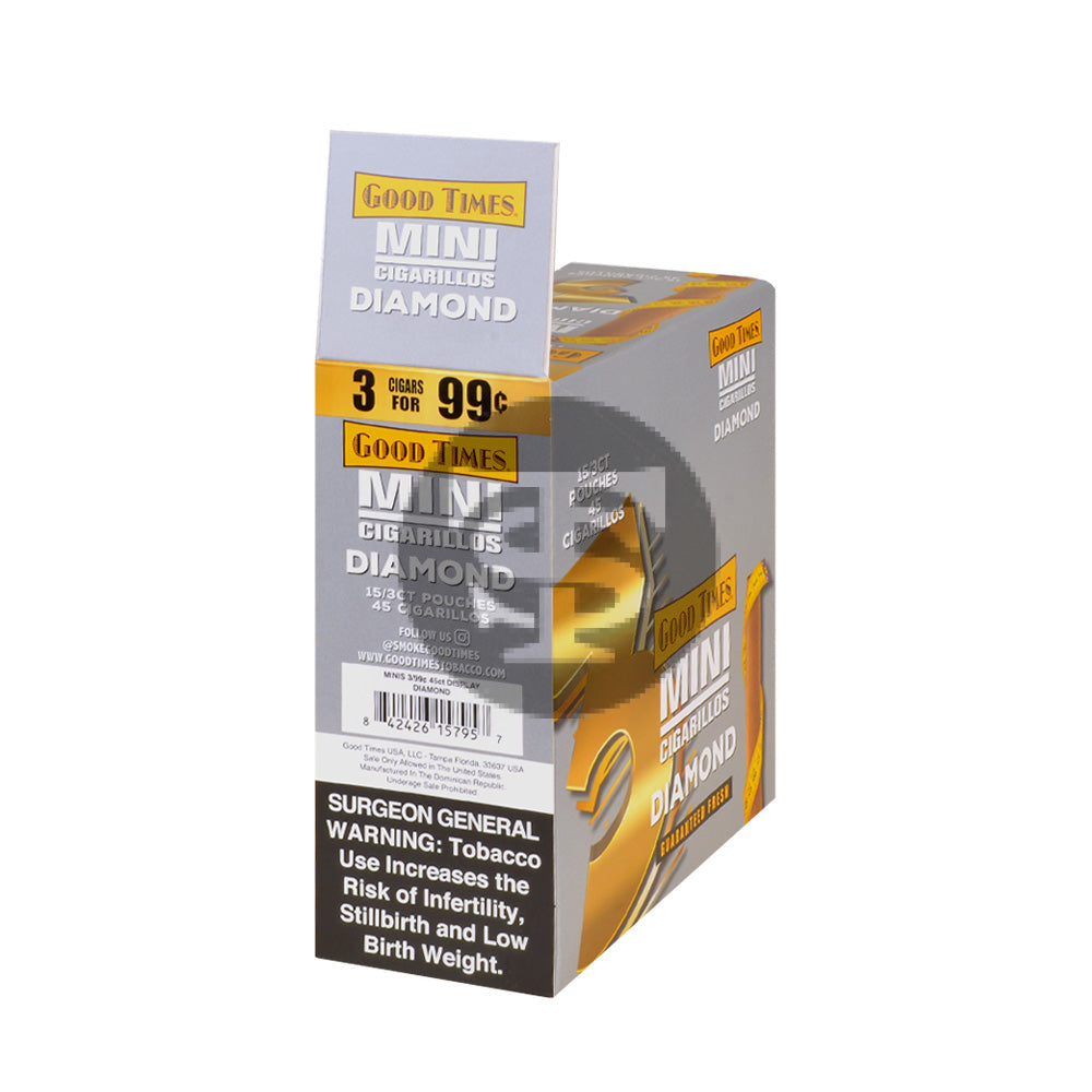 Good Times Mini Cigarillos Diamond Pre Priced 15 Packs of 3