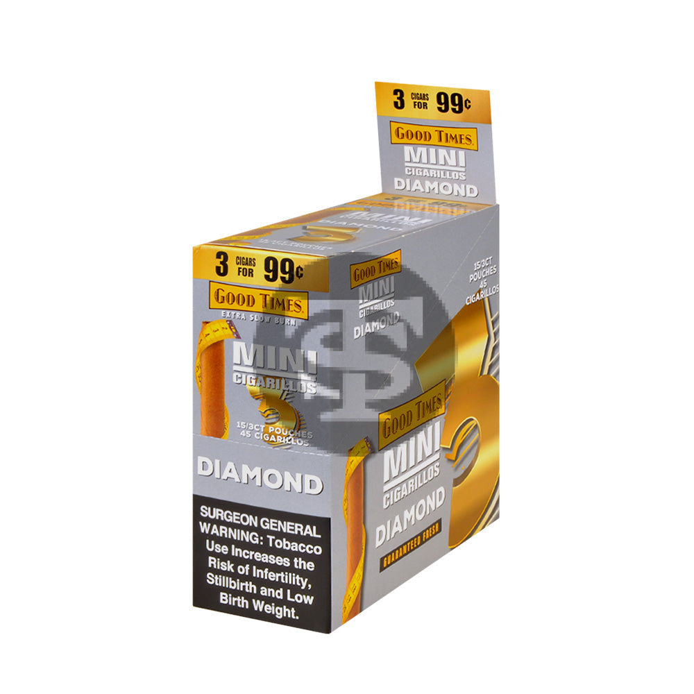 Good Times Mini Cigarillos Diamond Pre Priced 15 Packs of 3