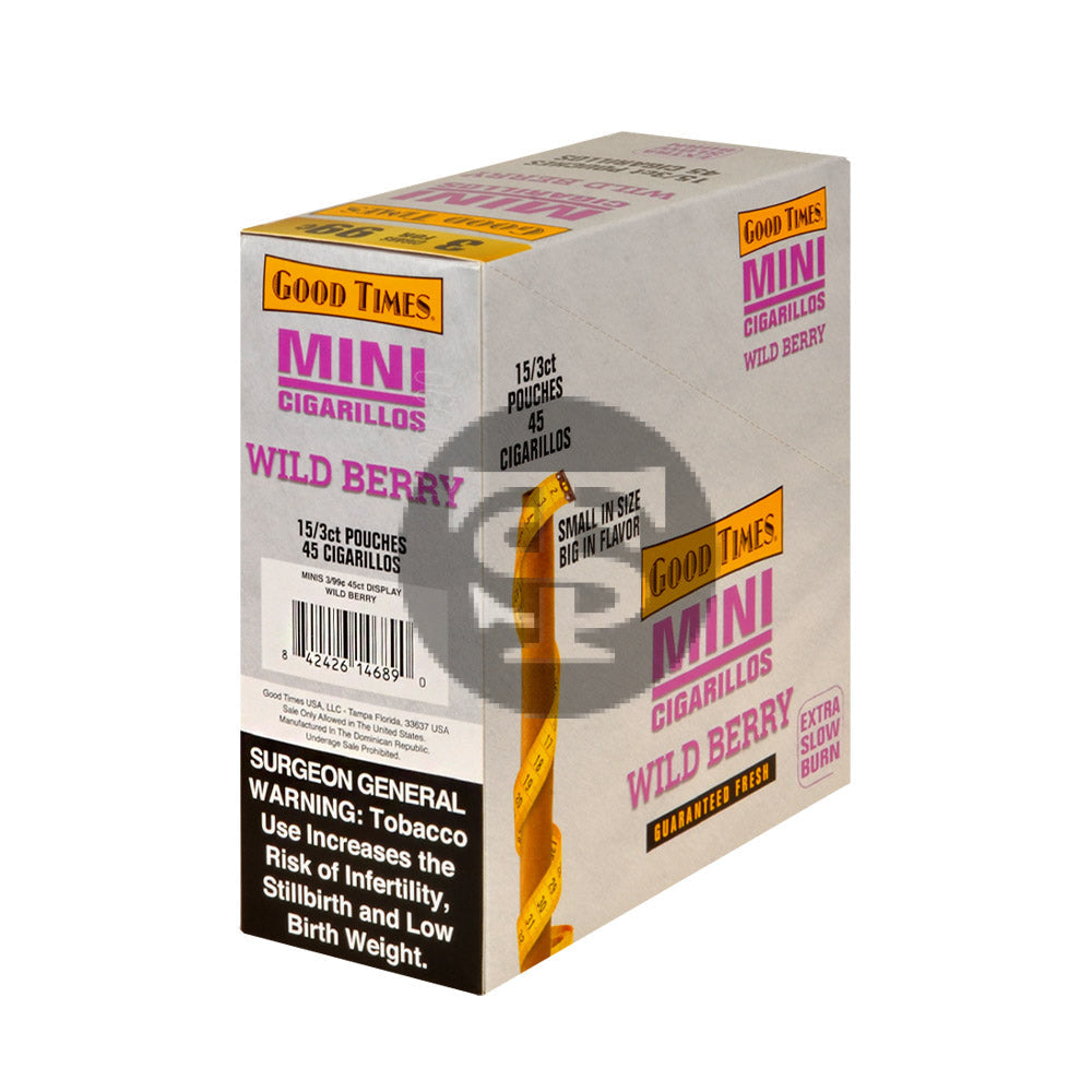 Good Times Mini Cigarillos Wild Berry Pre Priced 15 Packs of 3 2
