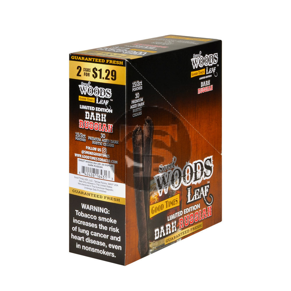 Good Times Sweet Woods 2 For $1.29 Cigarillos 15 Pouches of 2 Dark Russian Cream