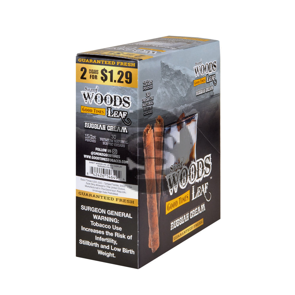 Good Times Sweet Woods 2 For $1.29 Cigarillos 15 Pouches Of 2 Russian Cream 2