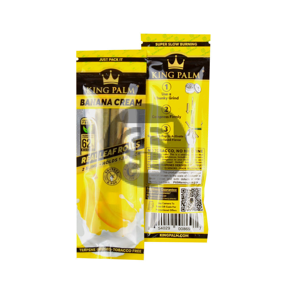 King Palm Rolls Slims Banana Cream 20 Packs of 2