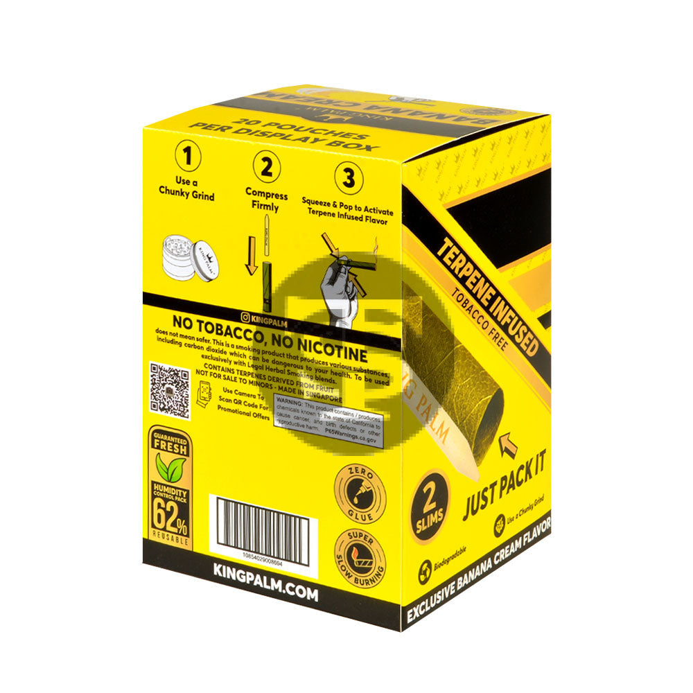 King Palm Rolls Slims Banana Cream 20 Packs of 2