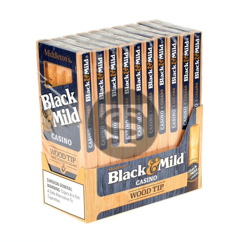Middleton's Black & Mild Casino Wood Tip Cigars 10 Packs of 5 1