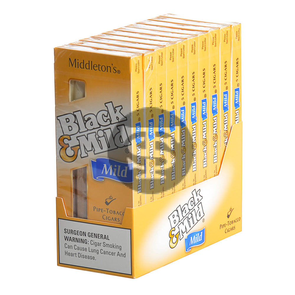 Middleton's Black & Mild Mild Cigars 10 Packs of 5 1