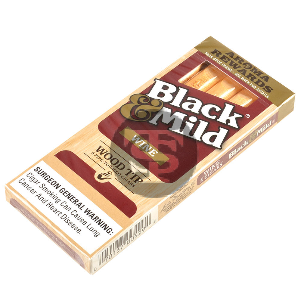 Middleton’s Black & Mild Wood Tip Wine Cigars 10 Packs of 5