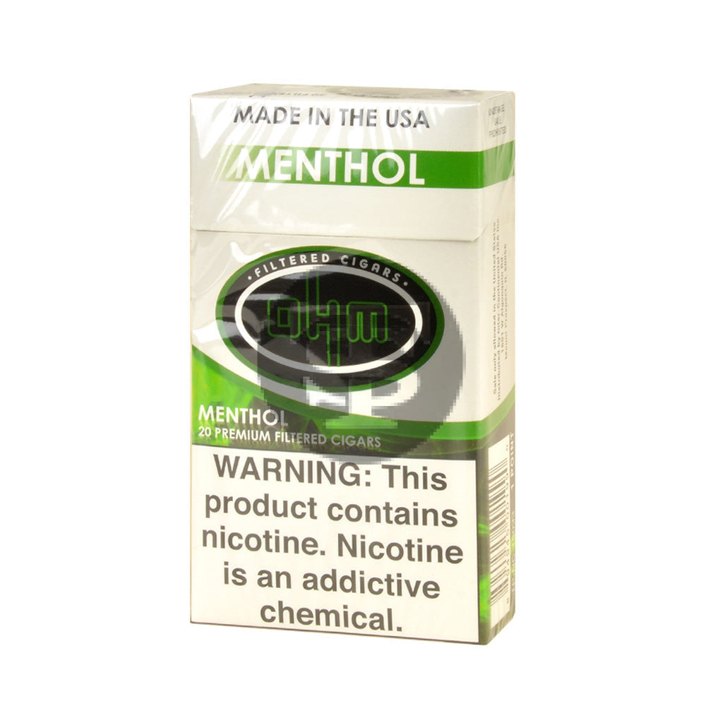 OHM Menthol Filtered Cigars 10 Packs of 20
