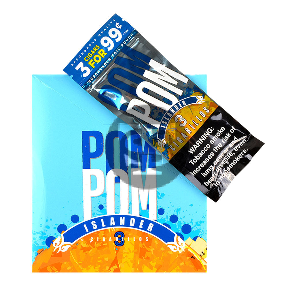Pom Pom Cigarillos 99 Cent Pre Priced 15 Packs of 3 Cigars Islander