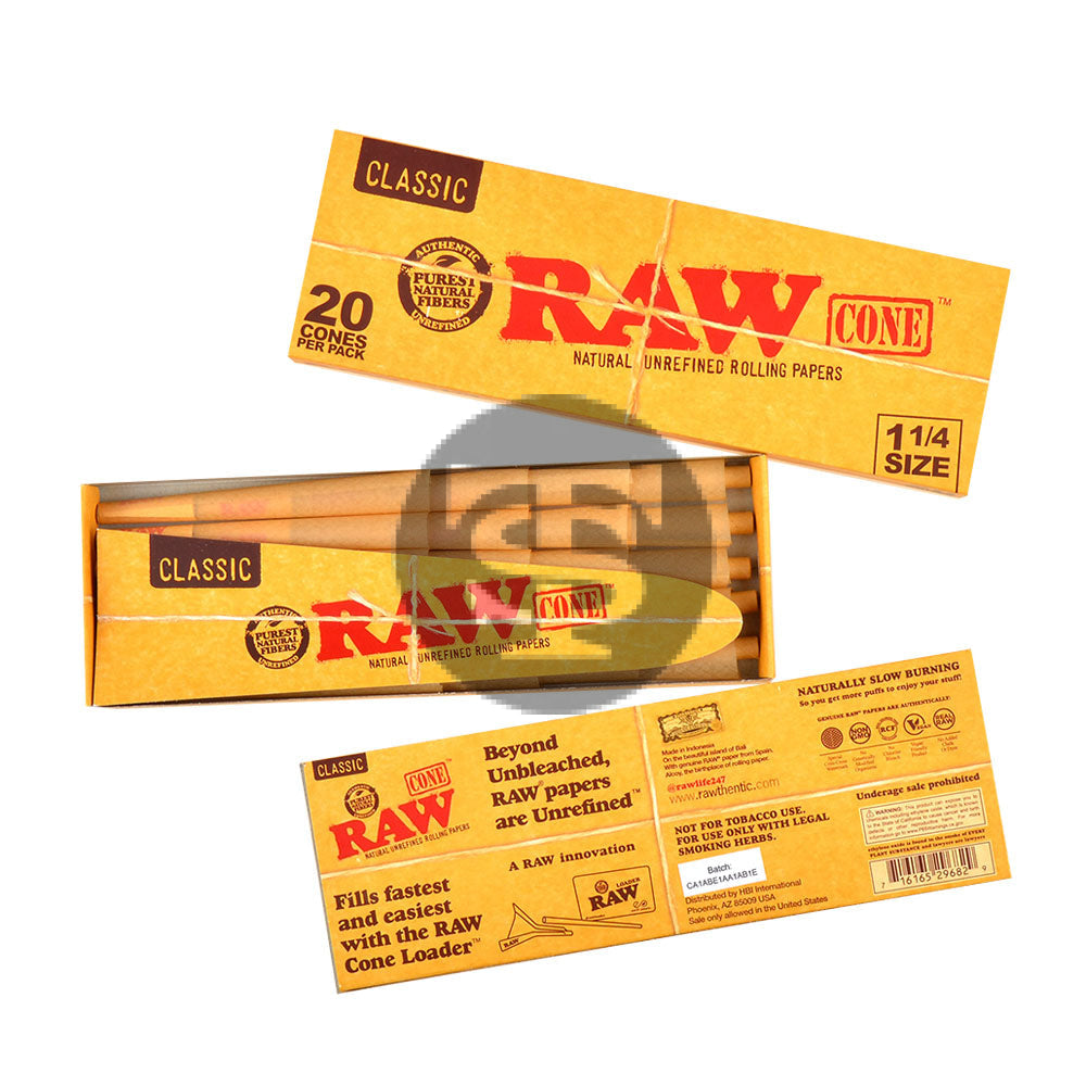 RAW Classic Pre-Rolled 1 1/4 Cones 12 Packs of 20