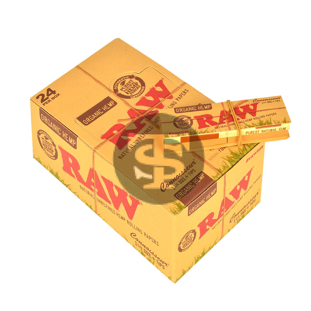 RAW Organic Connoisseur Papers With Tips 1 1/4 Pack of 24 2
