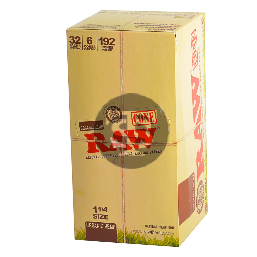RAW Organic Pre Rolled 1 1/4 Cones 32 Packs of 6 1