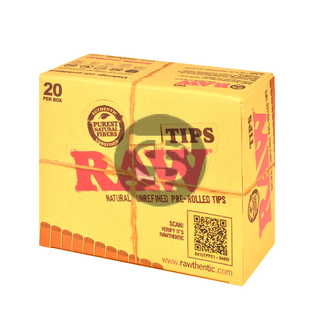 RAW Unrefined Pre Rolled Filter Tips Pack of 20 1