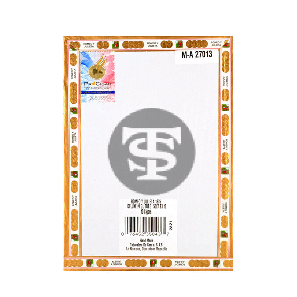Romeo Y Julieta 1875 Deluxe 1 Glass Tubes Cigars Box of 10 3