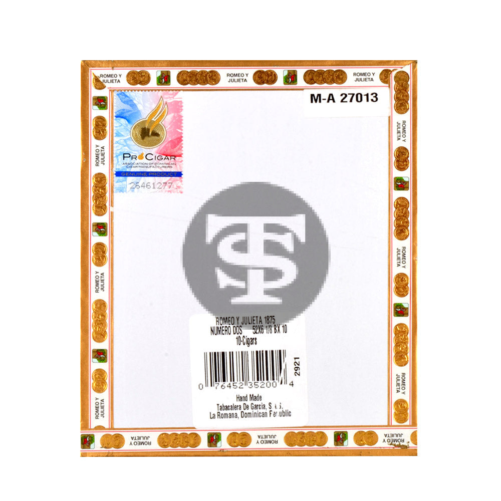 Romeo Y Julieta 1875 Numero Dos Tube Cigars Box of 10 3