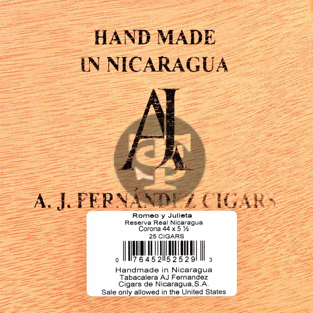 Romeo Y Julieta Reserve Real Corona Nicaragua 25 count box