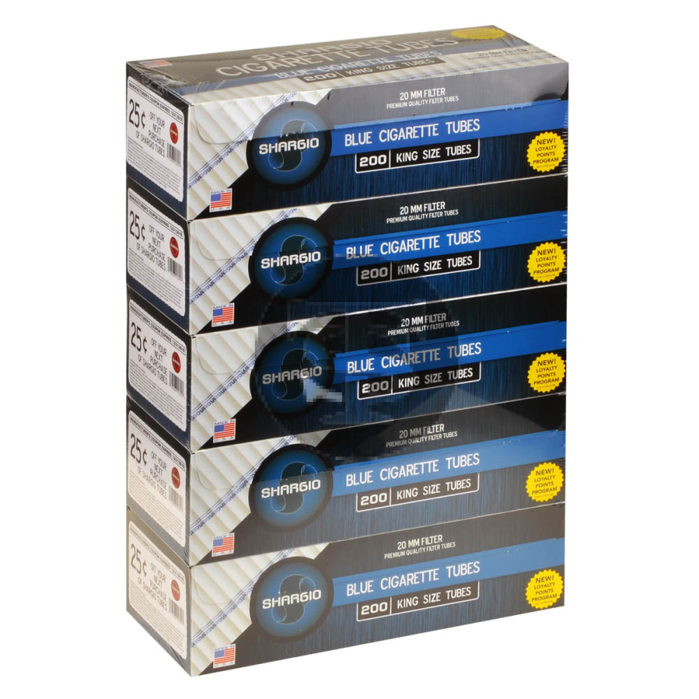 Shargio Filter Tubes King Size Blue (Light) 5 Cartons of 200 1