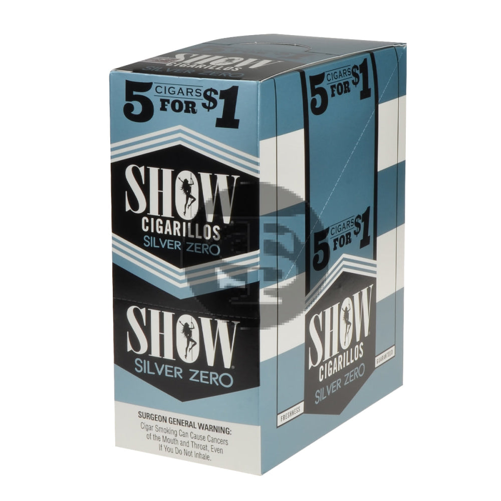 Show Cigarillos Silver Zero Pre Priced 15 Pouches of 5 1