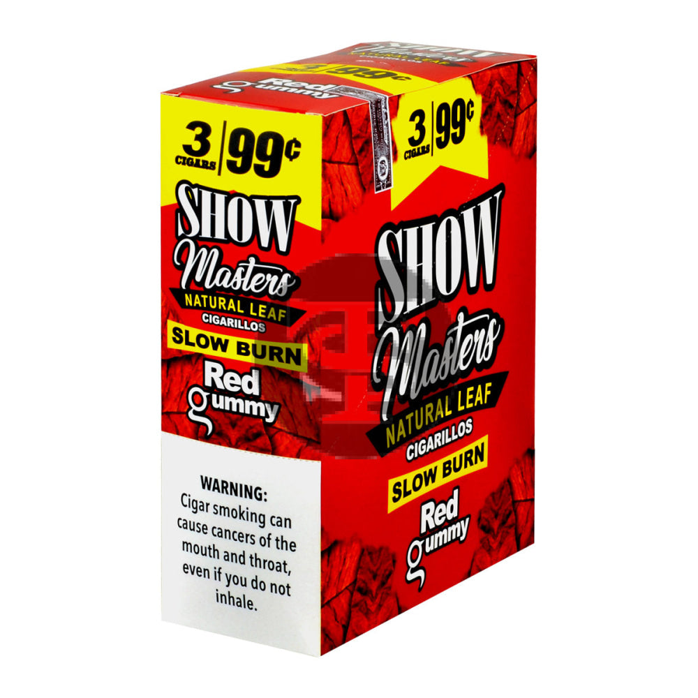 Show Master Natural Leaf Cigarillos 99 Cent Pre Priced 15 Packs of 3 Cigars Red Gummy 1