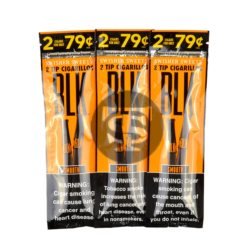 Swisher Sweets BLK Tip Cigarillos Pre Priced 2 For 79c 15 pouches of 2 Smooth 3