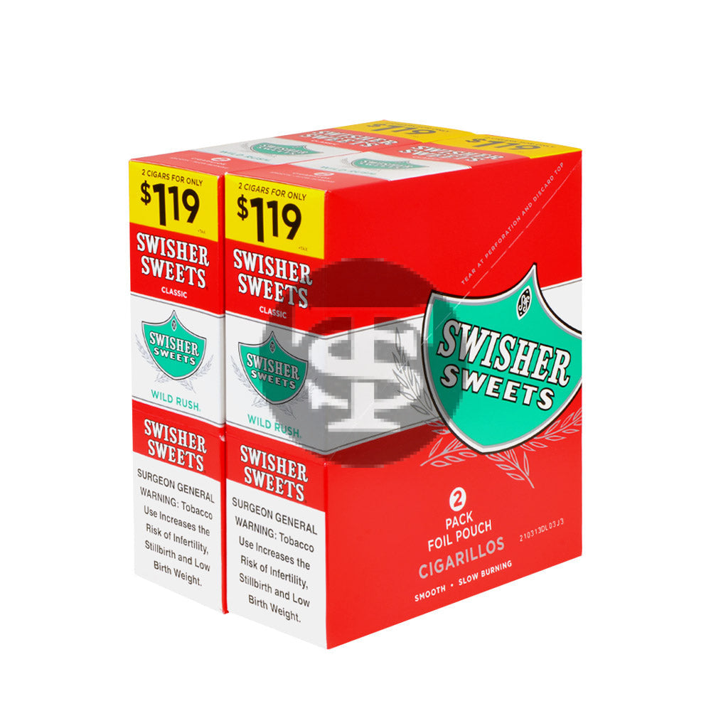 Swisher Sweets Cigarillos $1.19 Pre Priced 30 Packs of 2 Cigars Wild Rush