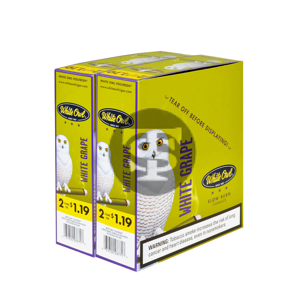 White Owl Cigarillos $1.19 Pre Priced 30 Packs of 2 Cigars White Grape