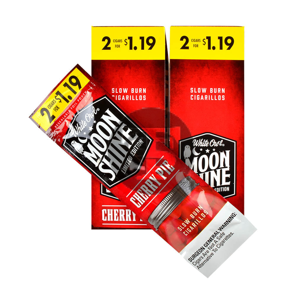 White Owl Cigarillos $1.19 Pre Priced 30 Packs of 2 Cigars Moonshine(Cherry Pie)
