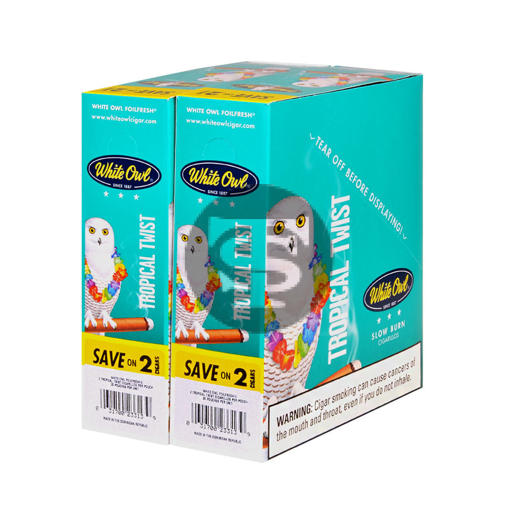 White Owl Cigarillos 30 Packs of 2 Cigars Tropical Twist